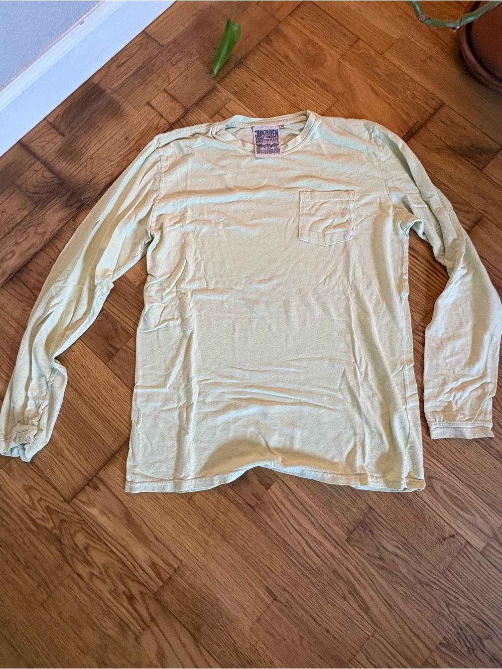 Jungmaven Men's Baja Long Sleeve Pocket Tee in Pale Green